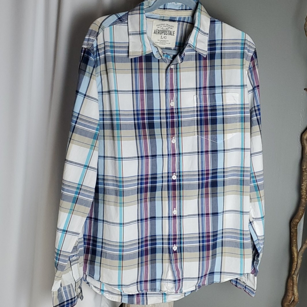 MEN'S AEROPOSTALE STRIPED LONG SLEEVE SHIRT IN SIZE LARGE